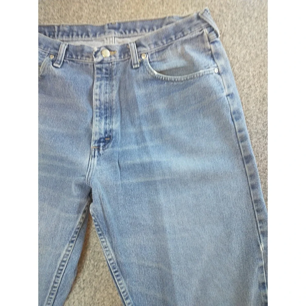 Wrangler 9760WDR Mens Light Wash Straight Leg Denim Jeans Blue 34x33 Distressed